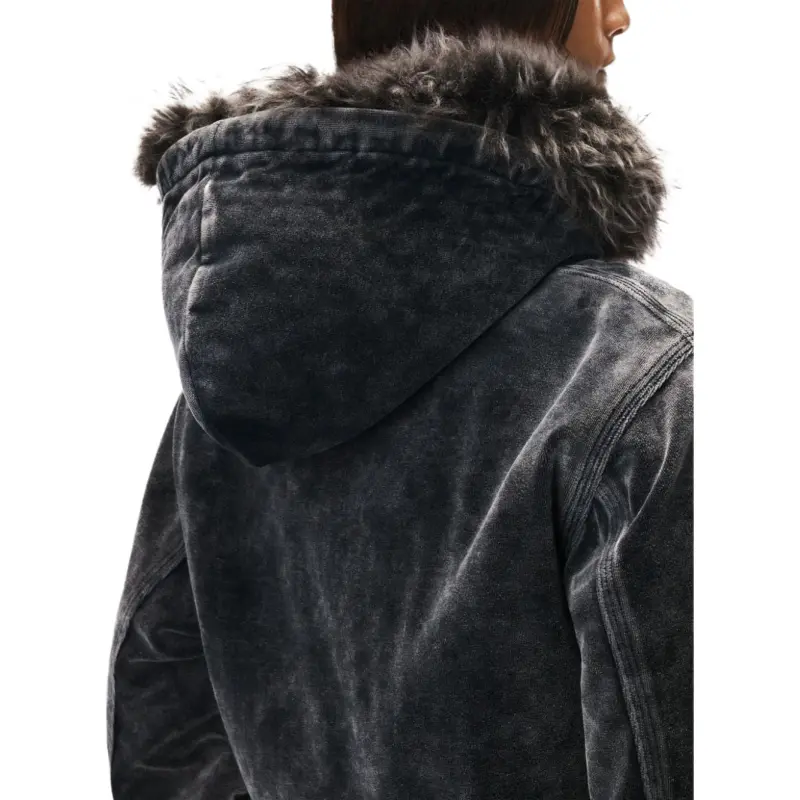 T By Alexander Wang Velour Workwear Shearling Trim Hood Hoodie Washed Slate-4