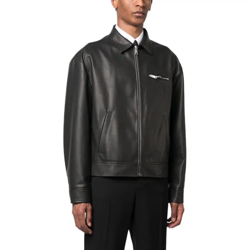 PRADA SS23 Leather Jacket Men's Black-4