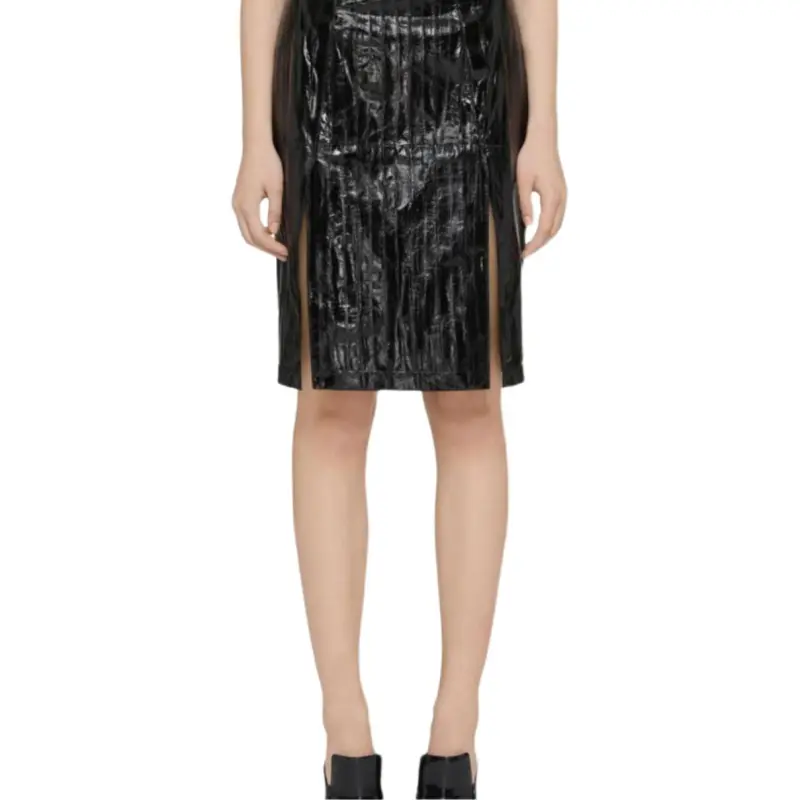 Givenchy Leather Long Skirt Women's Black-4