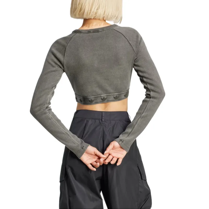Adidas Originals Ribbed Long Sleeve Crop Top-2