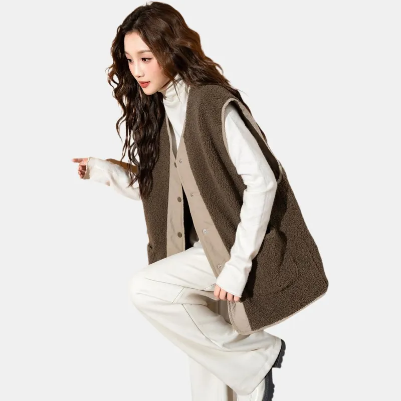 Tonlion Vest Women's Dark Coffee Brown-2