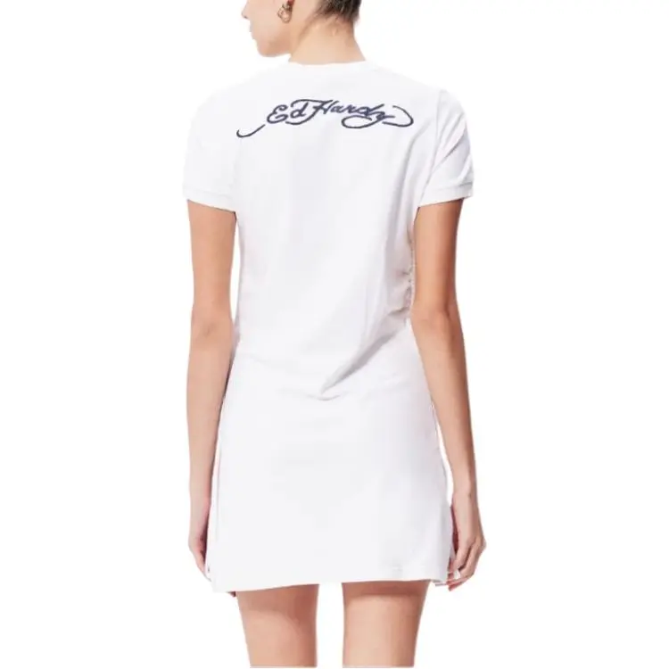 Ed Hardy Short Sleeved Dress Women's White-3
