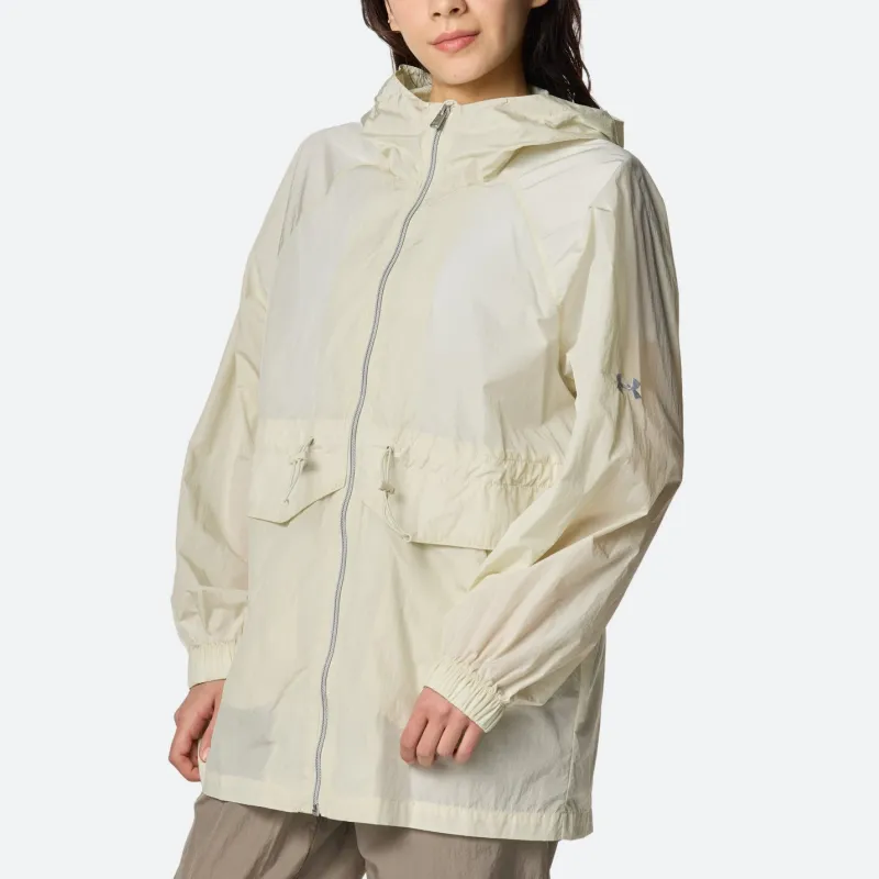 Under Armour Crinkle Wvn Jacket Women's Ferret White Gray-3