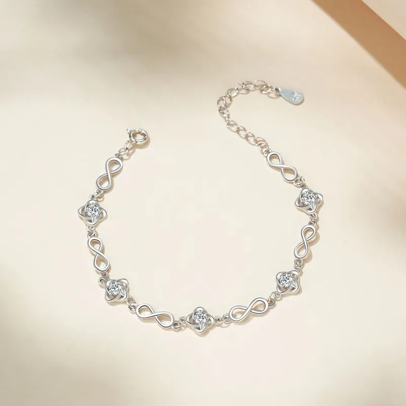 Hurry That Year S999 Silver Zircon Bracelets Women's-2