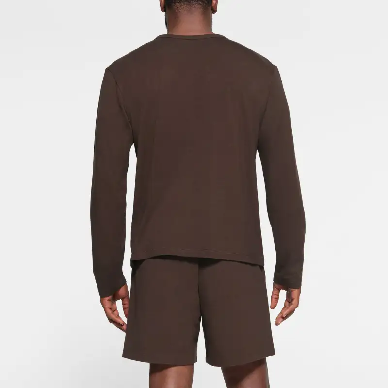 SKIMS JERSEY LOUNGE MENS LONG SLEEVE T-SHIRT T-Shirt Men's ESPRESSO/Dark Coffee Color-2