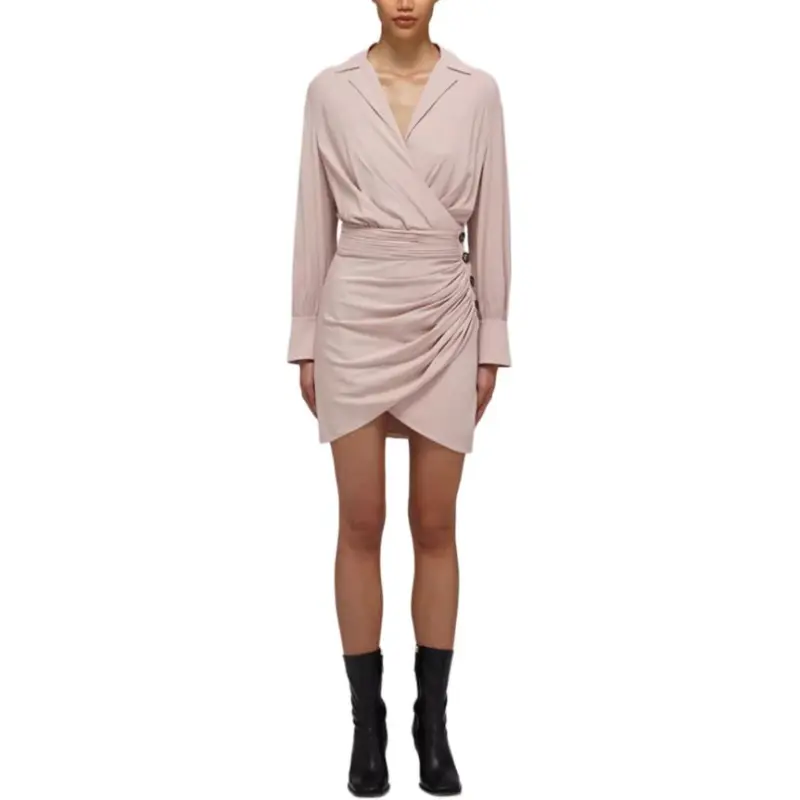 Self portrait Long Sleeved Dress Women's Light Coffee-3