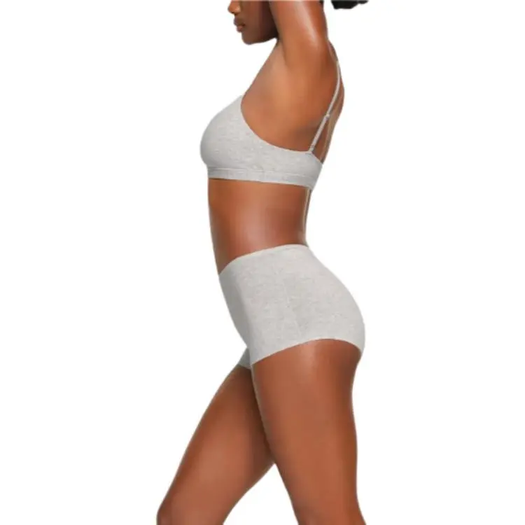 SKIMS COTTON JERSEY BOY SHORT Underpants Women's 1 Pack LIGHT HEATHER GREY/Light Heather Gray-2