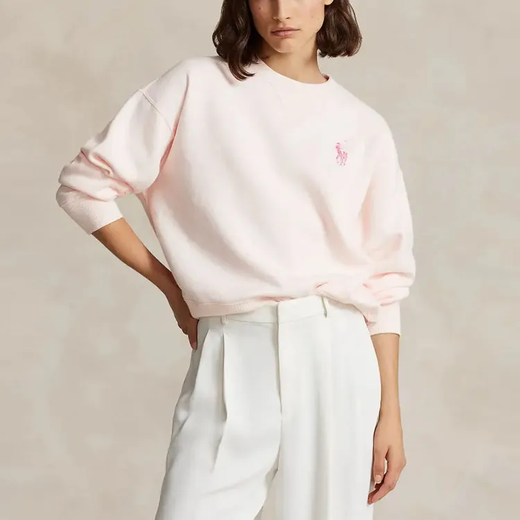 Polo Ralph Lauren Pink Pony Love Fleece Sweatshirt Sweater Women's Pink-3