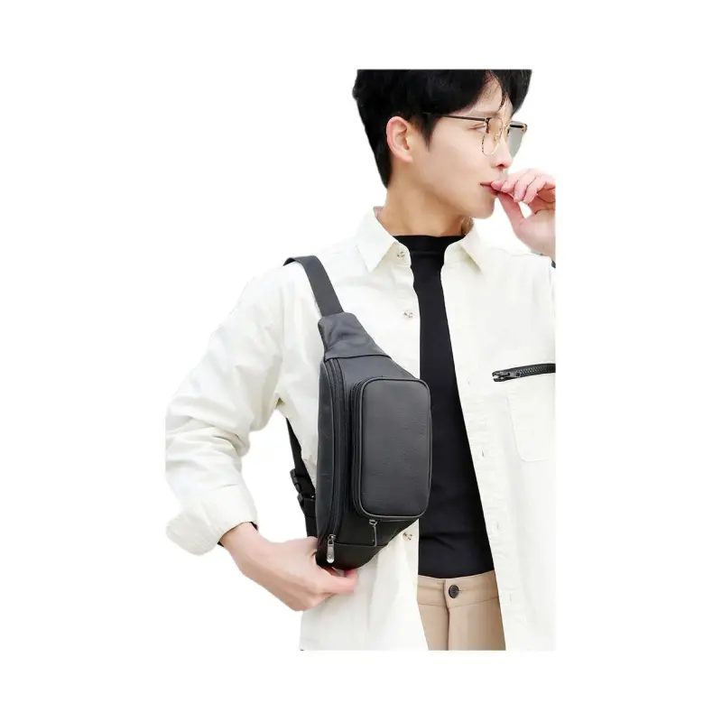 VIHUS Cow Leather Sling Bag Men's Black/Brown-2