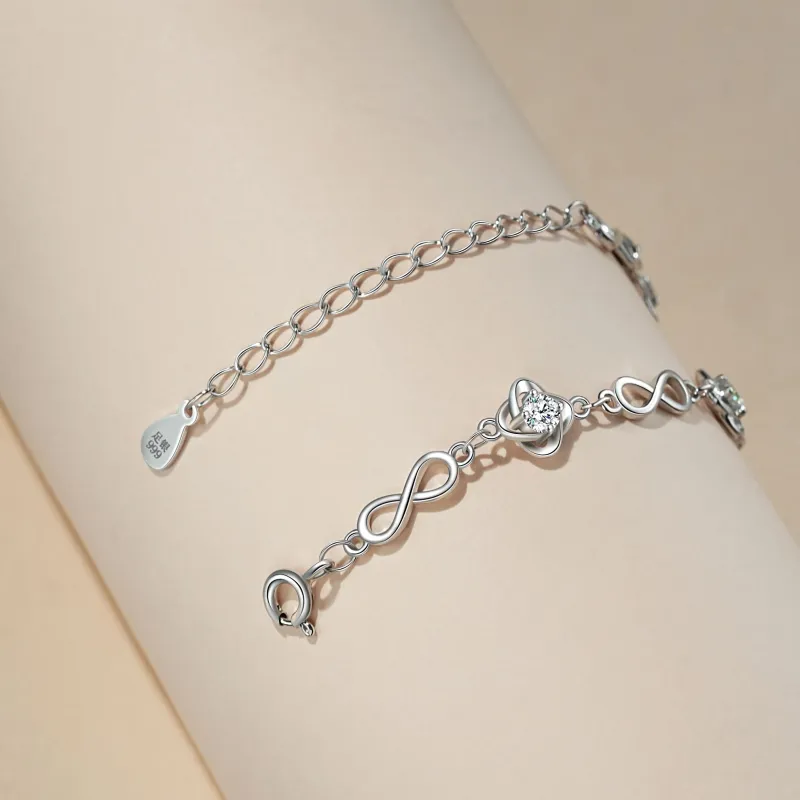 Hurry That Year S999 Silver Zircon Bracelets Women's-4