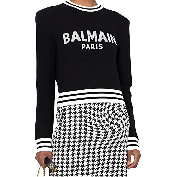 BALMAIN Intarsia-knit Logo Jumper-4