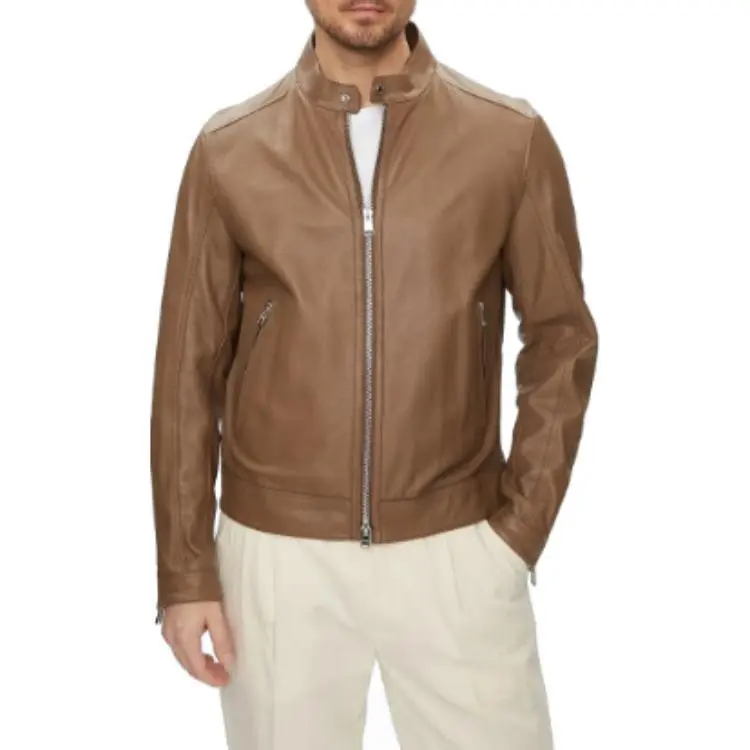 HUGO BOSS SS24 Leather Jacket Men's Brown-2