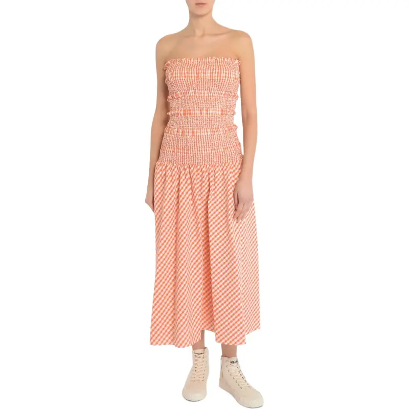 KENZO Vichy Off-The-Shoulder Dress-2