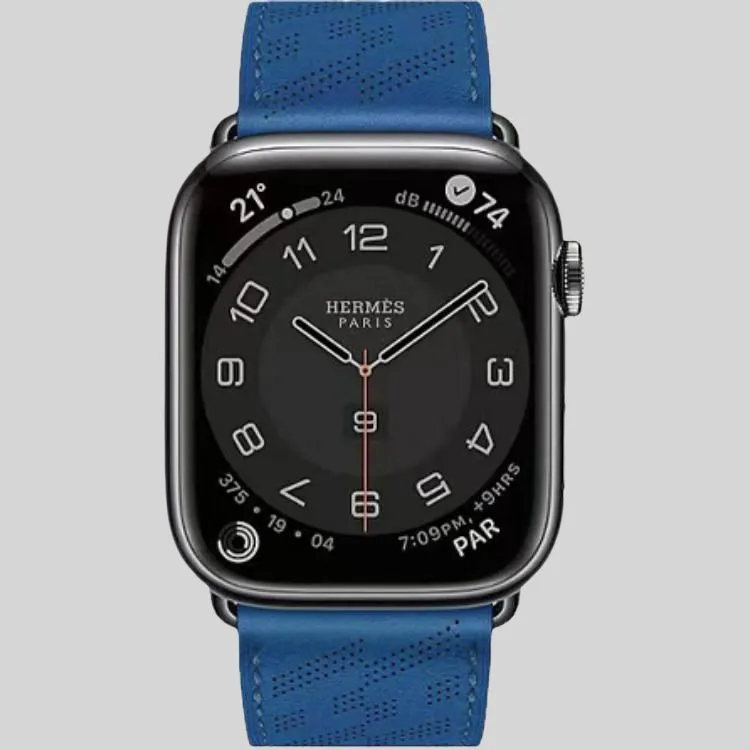 HERMES Calfskin Watch Refurbishing 45mm Unisex French Blue H0008681Y71-2