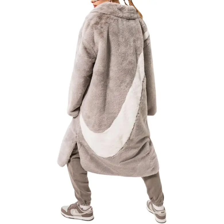 Nike Sportswear Essentials Plush Faux Fur Long Jacket Light Iron Ore/Light Bone/Sail-1