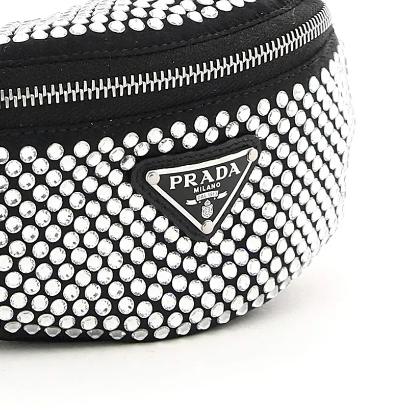 PRADA Fabric Fanny Pack Regular Women's Black-4