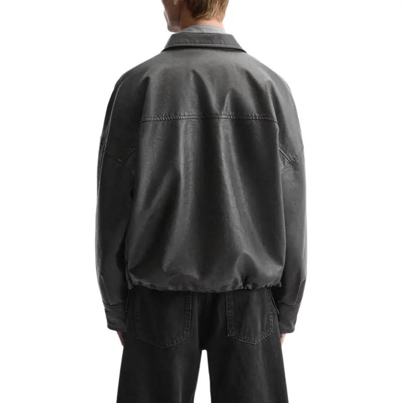 ZARA Leather Jacket Men's Black-3