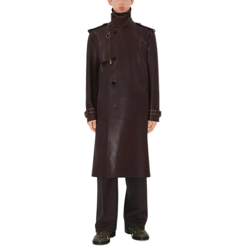 Burberry Leather Jacket Men's Brown-1