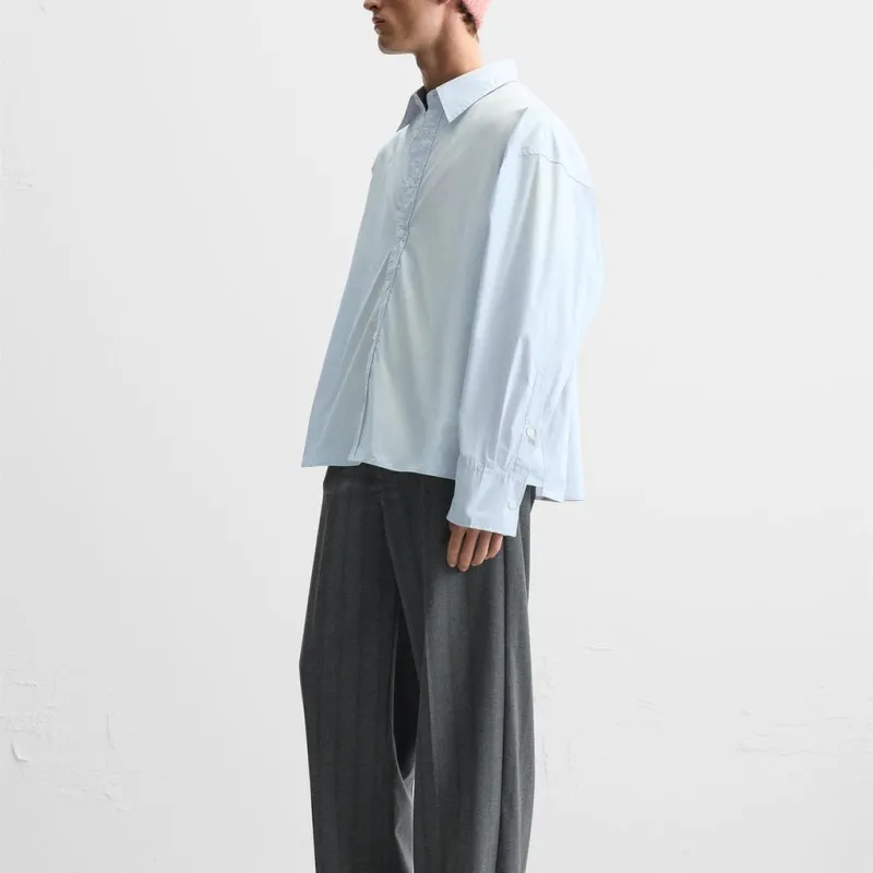 ZARA Shirts Men Light Blue-3
