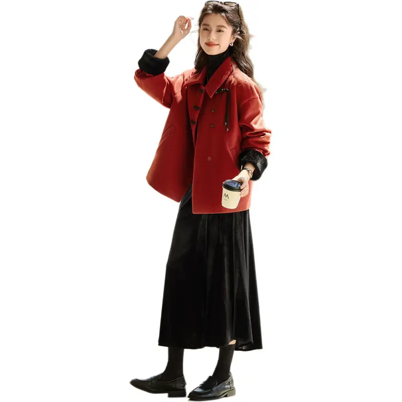 Mo Han Yi Mei Jackets Coats Women's Brick Red-5