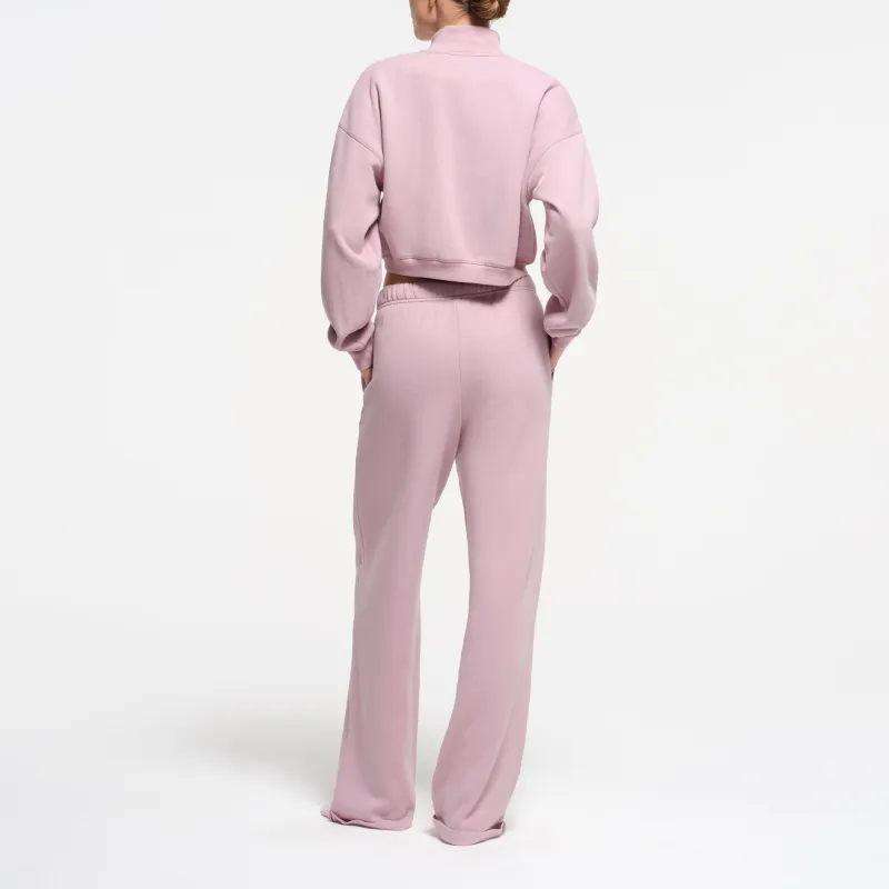 SKIMS FW24 COTTON FLEECE CROPPED HALF ZIP PULLOVER Sweatshirt Women's DUSK/Nightfall Color-3
