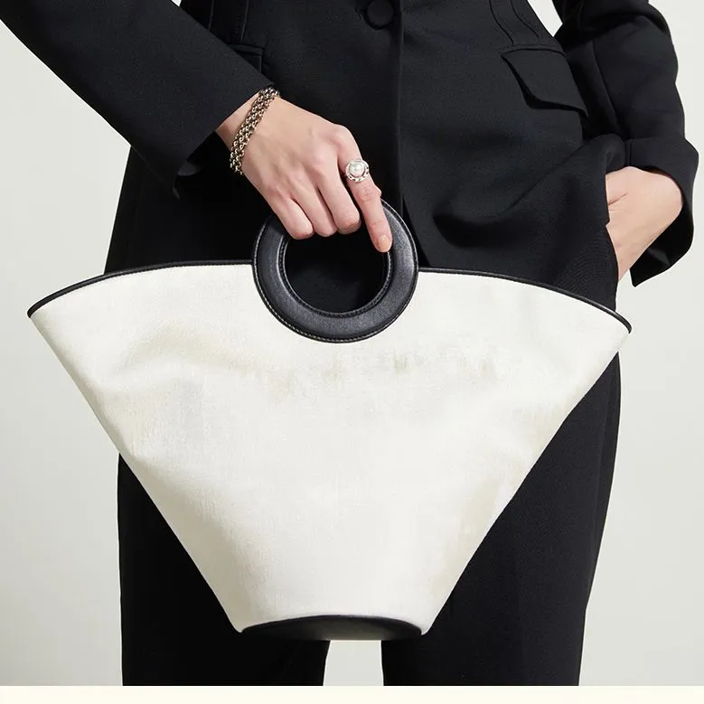 RiotLILY Fabric One Shoulder Handbag Women's Black/White-4