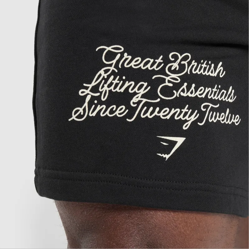 GYMSHARK Varsity Graphic Casual Shorts Men's Black-4
