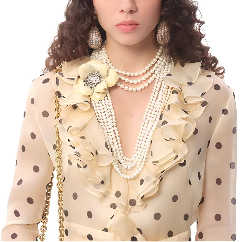 Valentino Polka Dot Printed V Neck Ruffled Dress-10