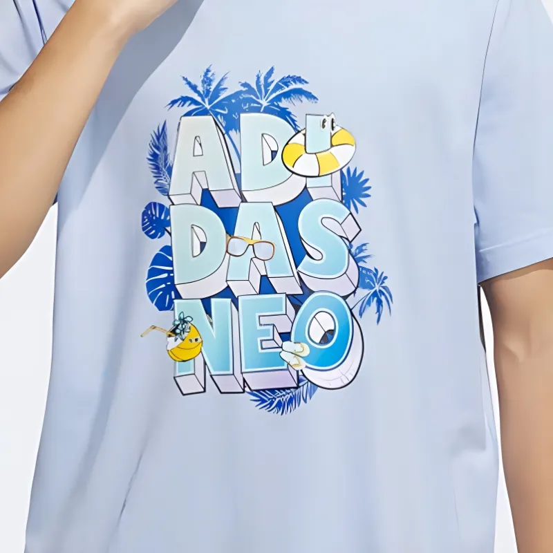 Adidas Neo Set-in Sleeve T-Shirt Men's Blue-4