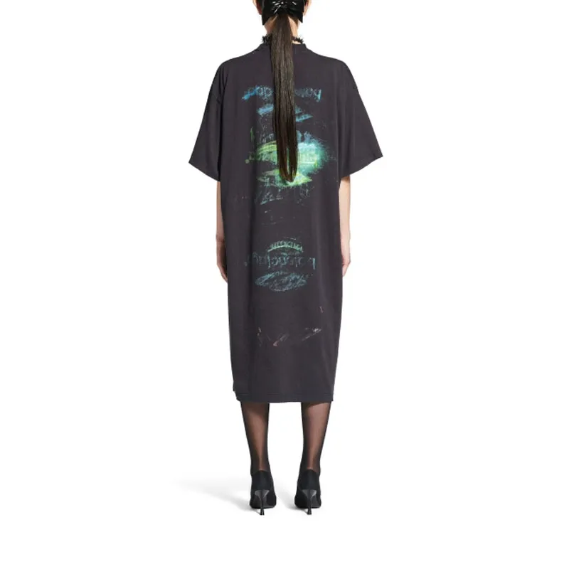 Balenciaga SS25 Short Sleeved Dresses Women's Faded Black-2