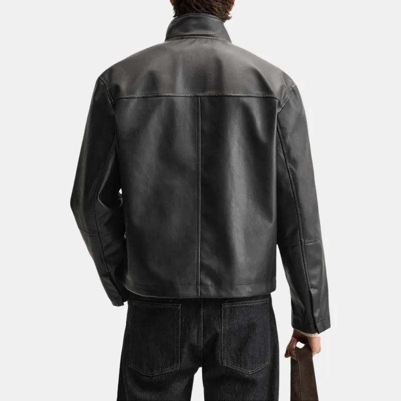ZARA Leather Jacket Men's Black-5