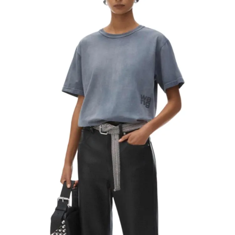 T By Alexander Wang Essential Jersey Puff Logo Short Sleeve Tee Washed Asphal-1