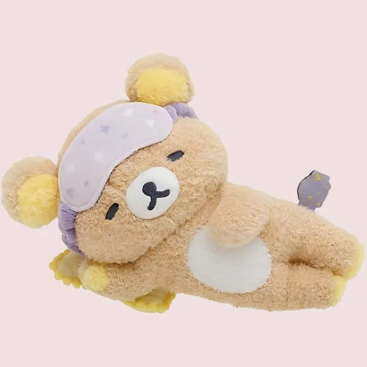 SAN X Starry Eye Mask Relaxing Bear Plush Doll Dolls Plush Doll 27cm Height-3