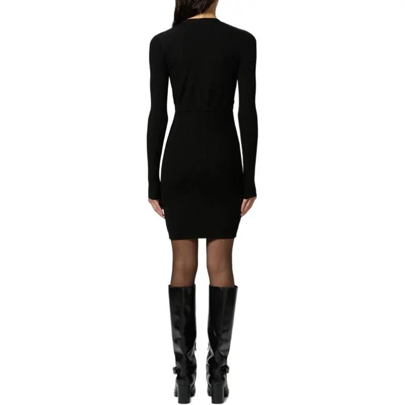 PINKO Long Sleeved V Neck Knitted Dress-3