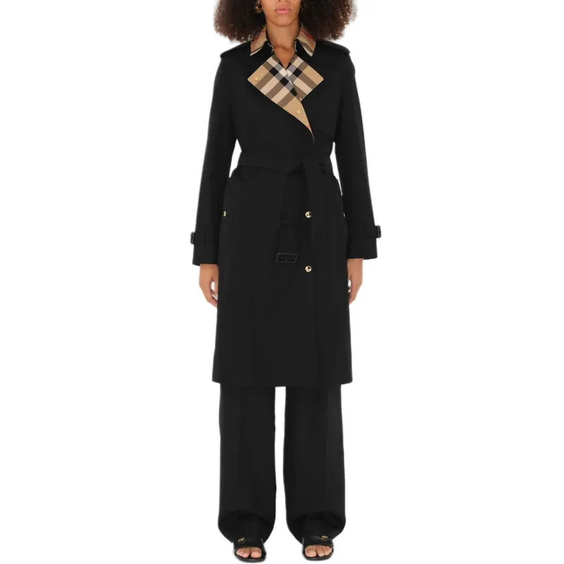 Burberry Check Panel Cotton Trench Coat-1