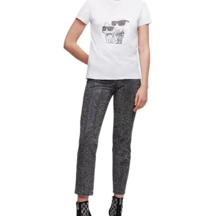 Karl Lagerfeld Ikon Rhinestone embellished T shirt-4