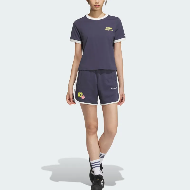 Adidas Originals RETRO T Shirt Women's Dark Navy Blue-1