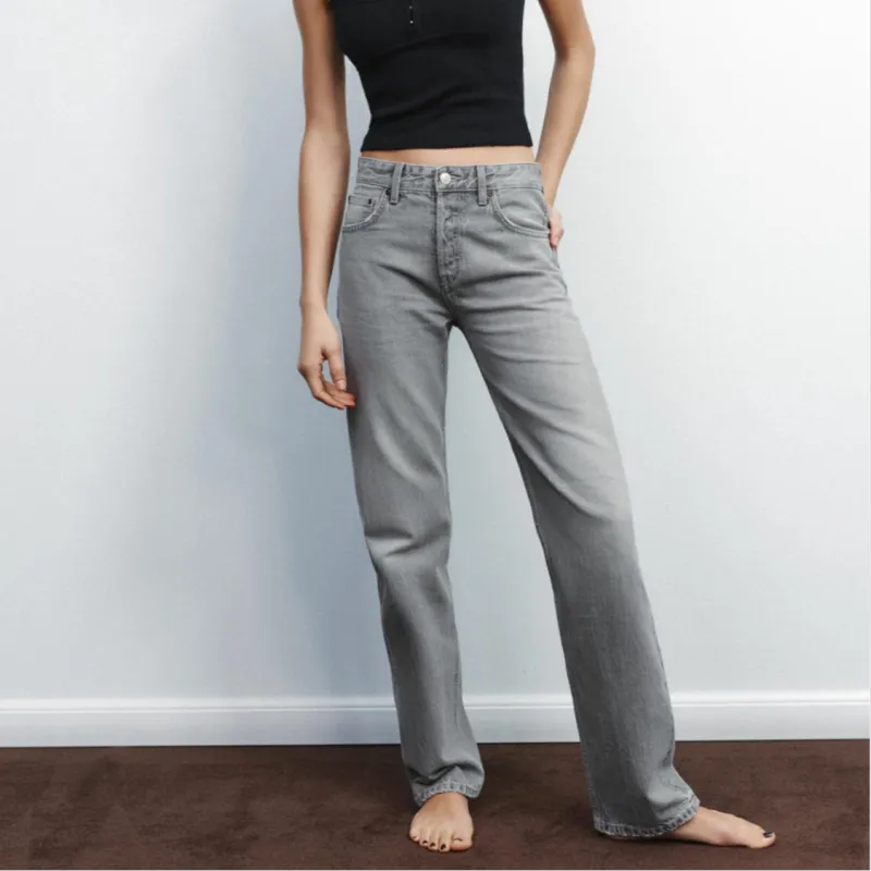 ZARA Trf Jeans Women's Light Gray-3