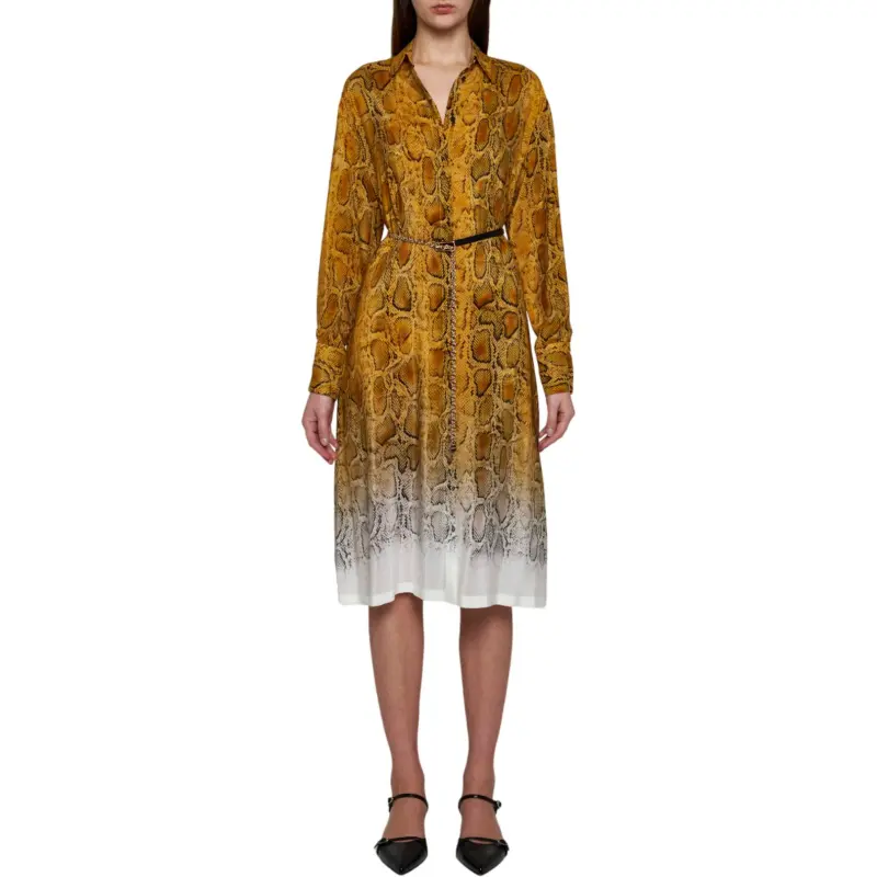 MaxMara Studio Long Sleeved Dress Women's Yellow-1