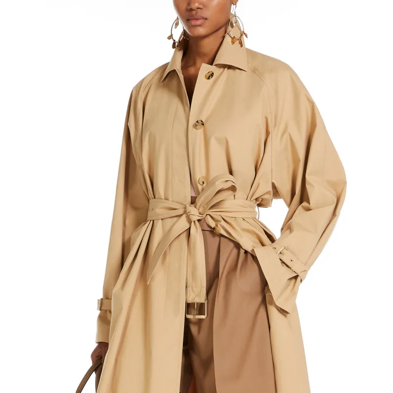 MaxMara Memo Collection Oversized Trench Coat In Water Repellent Canvas Trench Coat Women's Khaki-2