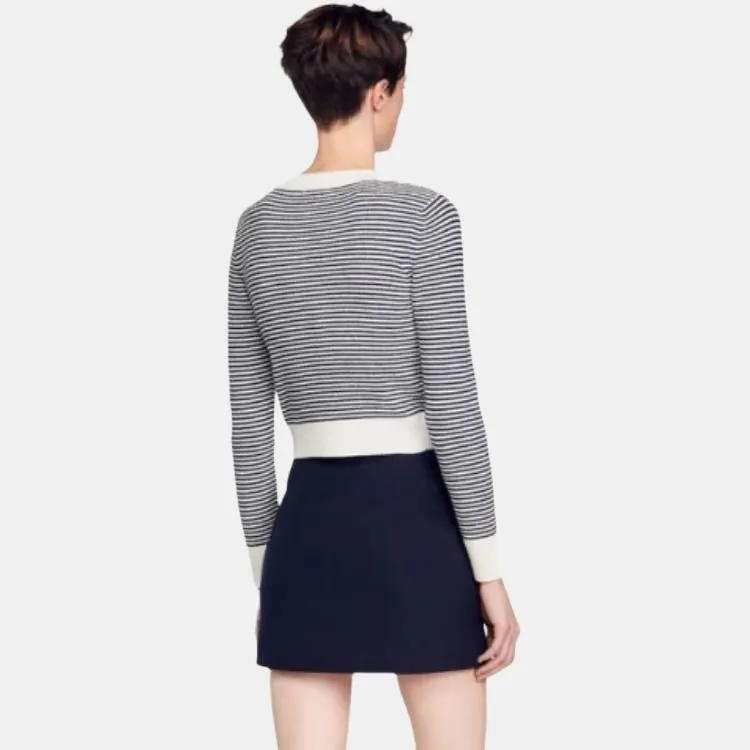 Sandro Striped Cotton-blend Cardigan-3