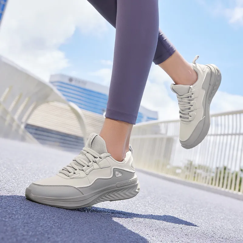 361° Durable Breathable Low Top Running Shoes Women's Beige Gray-4