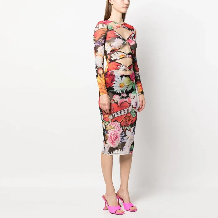PHILIPP PLEIN Love Flowers Midi Dress-2