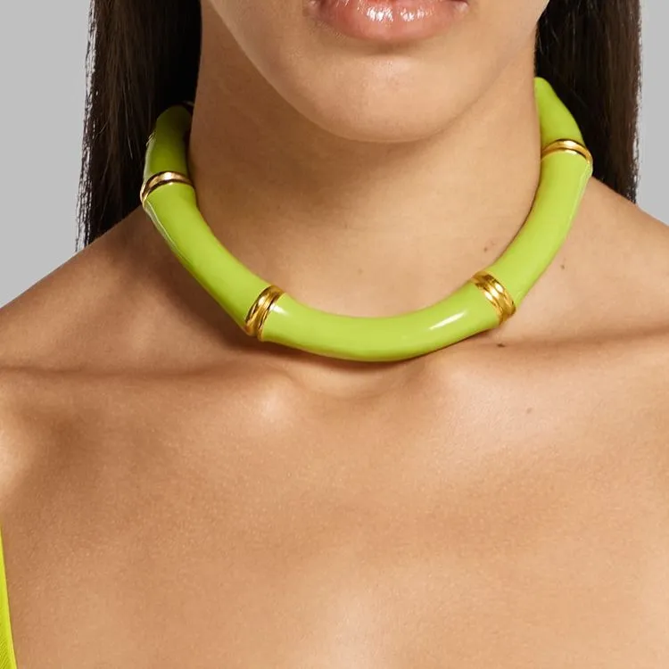 GUCCI Enamel Metal Aluminum Necklaces Unisex Green-3