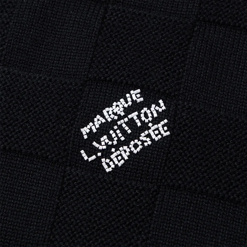 LOUIS VUITTON Embellished Wool Damier Pullover-4