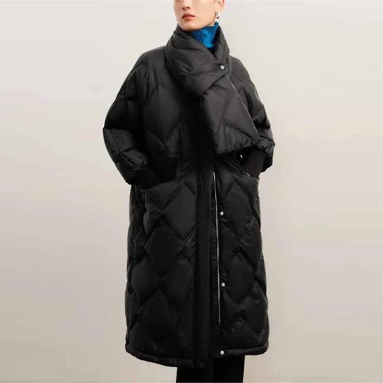 JZ Juzui Down Jacket Women's Plain Black-1
