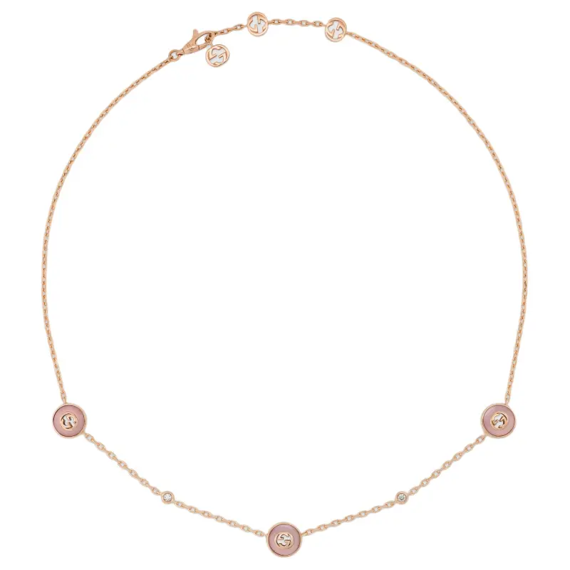 GUCCI Diamond Necklaces Unisex Rose Gold-1