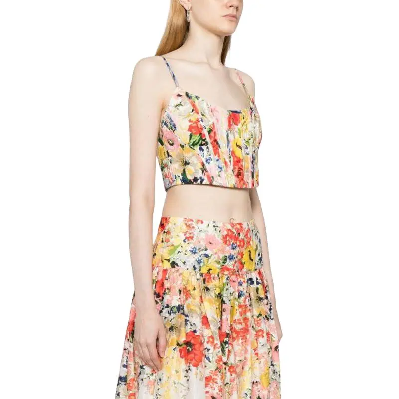 Zimmermann Alight Floral Printed Cropped Corset Top-3