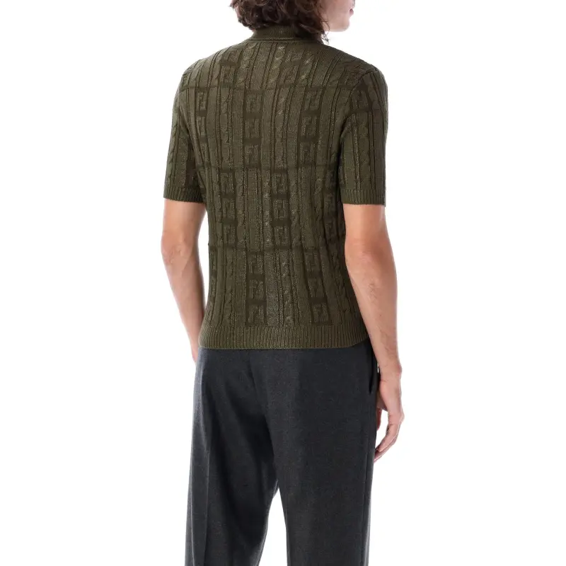 FENDI Short Sleeved Knitted Polo Shirt-3