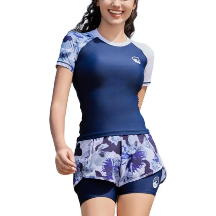 ZOKE Two Piece Swimsuits Women's Dark Blue/White-2